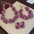 Womens Vintage Fashion Diamond-Encrusted Flower And Leaf Necklace