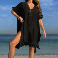 Cutout Hand-Knitted Floral Casual Tunic Dress