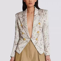 Printed Long-Sleeve Fashionable Suit Blazer Coat