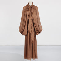 Designer Batwing Sleeve Lace-Up Dress For Women