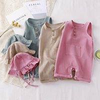 Baby Vest Short Sleeve Rompers New Cotton Double-layer Gauze