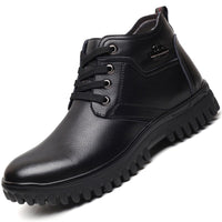Leather warm men's cotton shoes, wool fur