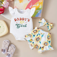 Summer Girls' Letter Printing Onesie Small Chrysanthemum Printing