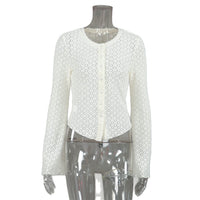 Women's Round-Neck Lace Knitted Cardigan Top