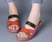 Large Size Women Casual Cross belt Hollow Color Stitching Slippers