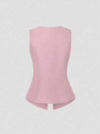 Sleeveless Round Neck Vest Fashion Women's Wear Elegant Waist-tight Solid Color