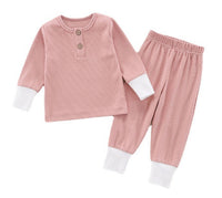 Baby Home Wear Cotton Sunken Stripe Two-piece Suit