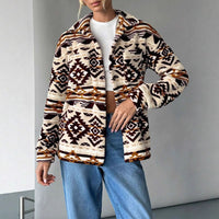 New Women's Plush Printed Jacket Coat