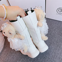 New Style Girls Leather Bear Boots