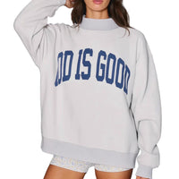Printed Letter Crewneck Long-Sleeve Loose-Fit Versatile Sweatshirt