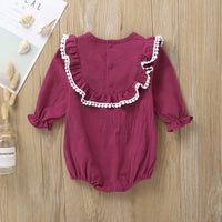 Solid color ruffled triangle one-piece romper