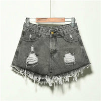 Holed Jeans Shorts Women's Loose And Thin Wide Leg Pants Hot Pants
