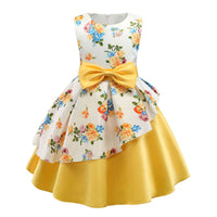 Irregular Skirt Print Children's Dress Bow Costume