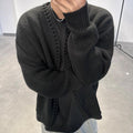 Heavy Handmade Wool Cardigan With Collar Wide Coat
