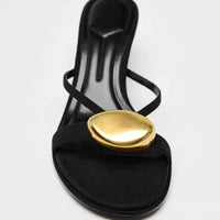 Summer New High Heel Metal Buckle Open Toe Fashion Sandals