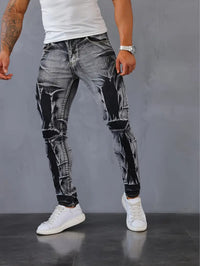 Stylish, Slim-fit Mens Trousers With An Irregular Floral Print Design