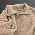 Raccoon Fur High Neck Semi-Zip Pullover Sweater Women