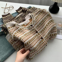 Merino Wool Crew-Neck Single-Breasted Cardigan Sweater