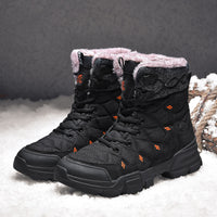 Men's Cotton  High-Top Plus Velvet Warm Snow Boots Thick-Soled Hiking Shoes