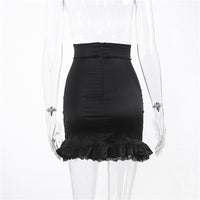 Women's Show Thin Black High Waist Sheath Stitching Skirt