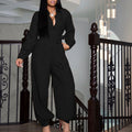 Solid Color Loose Jumpsuit Women