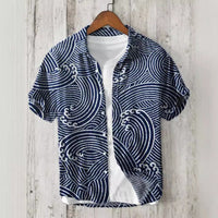 Amazon Independent Station Printed Men's Beach Loose Casual Shirt Top