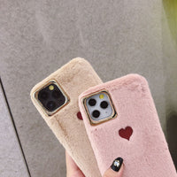 Autumn and winter small love warm plush phone case