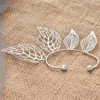 Simple Flashing Diamond Hollow Big Leaf Ear Clip