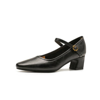 Microfiber Square-toe Chunky-heeled Pumps