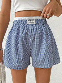 Elastic High-waist Buttoned Loose Casual Comfortable Basic Shorts