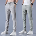 Summer Ice Silk Pants Men's Thin Business Casual Pants Stretch Breathable Straight-leg Tracksuit Pants