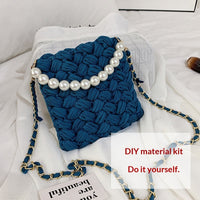 DIY Craft Kit Yarn, Crochet Hook, And Fabric Strips For Making A ShoulderCrossbody Bag