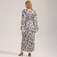 Leopard-Print Satin Chiffon Long Womens Loungewear Robe Set