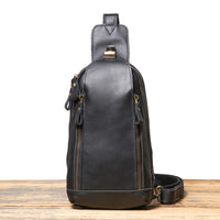 Men's Crazy Horse Leather Sports Crossbody Bag