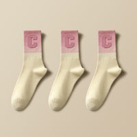 Letter Women's Winter Cotton Medium Socks