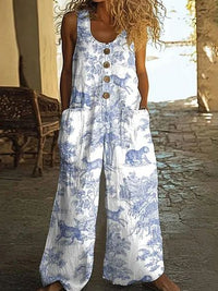 Womens Sleeveless Loose Pocketed Jumpsuit