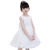 Korean children's dress skirt girls gold lace applique dress
