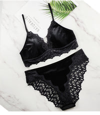 Gold Velvet Retro Bra Set