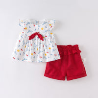 Sweet cherry print baby two piece set