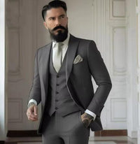 Men's Slim Fit Solid Color Business Suit Set