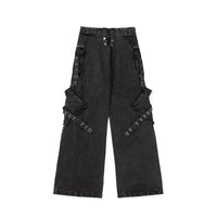 Loose Straight Multi-pocket Zipper Casual Trousers