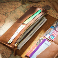 Retro Crazy Horse Leather Long Wallet Men's Genuine Leather Business