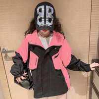 Girl All-match Western Style Fashion Colorblock Coat