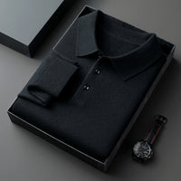 Lapel Long Sleeve Men's Solid Color Middle-aged Bottoming Sweater