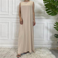 Middle East Dubai Hot Sale Solid Color Nida Fabric Simple Sleeveless Dress