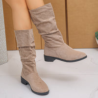 Plus Size Suede Pleated Pile Style Boots For Women Tall Knight Boots