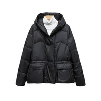 Women's Solid Color Hooded Thick Short Down Jacket