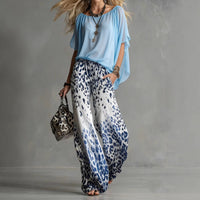 Slimming Wide-leg Straight-leg Casual Pants And Chiffon Top Set