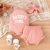 Girls' Letter Camisole Shorts Suit Summer