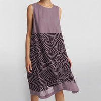 Womens Sleeveless Crew-Neck Printed Tank Top Casual Dress